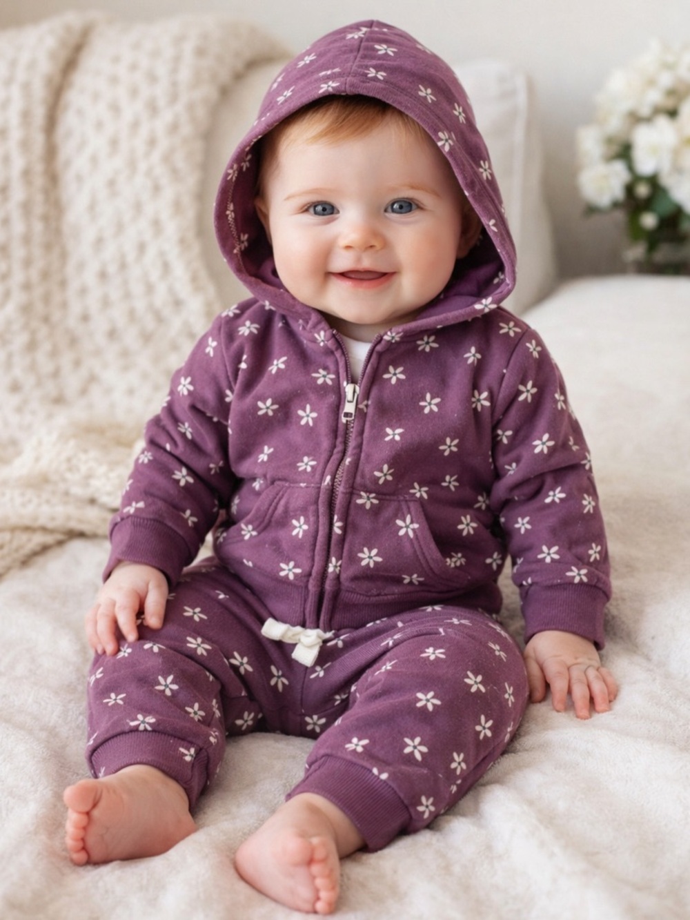 Cute Carter’s Purple Baby Hoodie and Pants Set